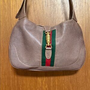 Vintage Gucci Jackie Piston Lock Leather Shoulder Bag